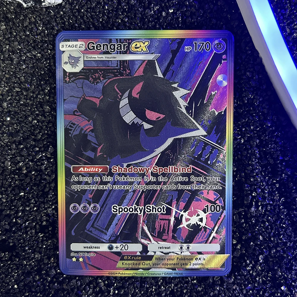 DIY PTCG Collection Cards Gengar Genetic Power Card Coarse Flash Coarse Colorself Madesingle Card Classic Game Card Gift