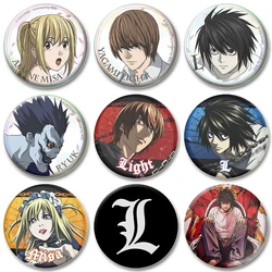 32/44/58mm Anime Death Note Enamel Pins Handmade Round Brooch L AMANE MISA YAGAMILIGHT RYUK Cosplay Badge Backpacks Jewelry Gift