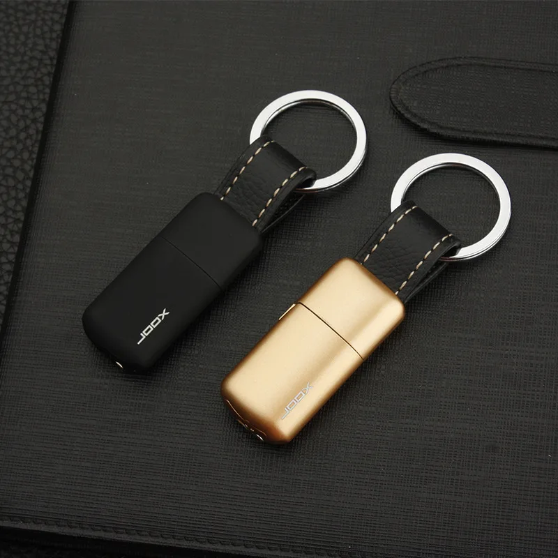 Mini Flint Wheel Lighter with Keychain, Refillable Gas Lighter with Leather Strap, Compact Metal Keyring Lighter for Everyday