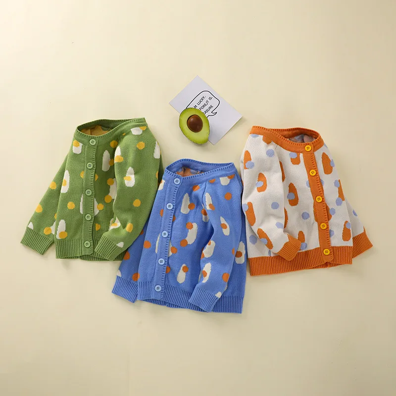 Spring Newborn Girls Clothes Boys Outfit Set Korean Cartoon Cute Knit Cardigan+Pants Baby Costume Toddler Fall Clothing BC2273