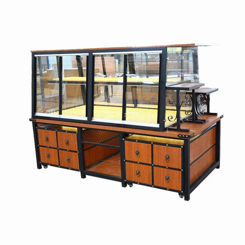 custom.Commercial Solid Wood Bread Display Foldable Adjustable Shelves Custom Advertising Restaurants Cafes