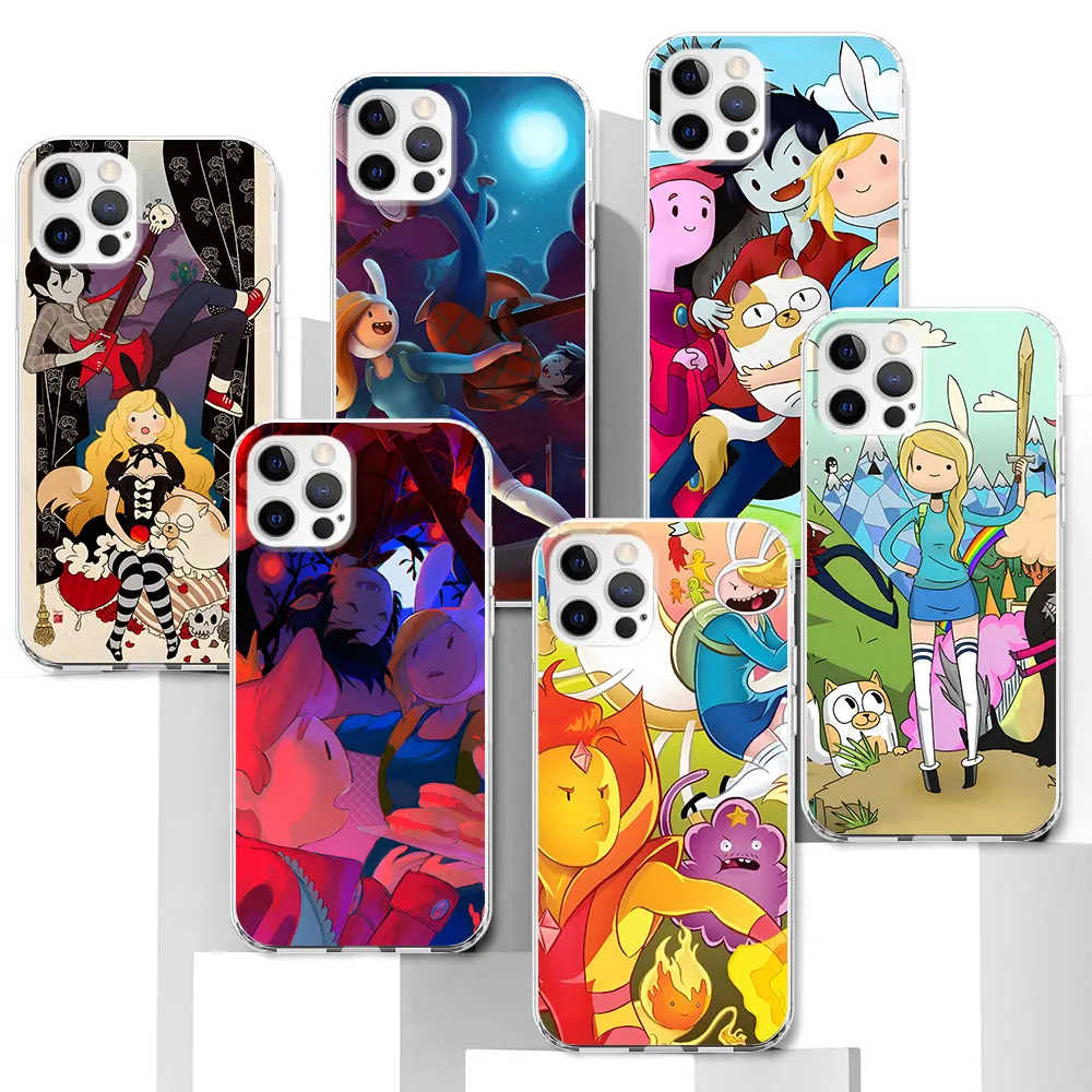 Adventure Fionna & Cake Time Case for Apple iPhone 13 15 12 Mini 11 14 Pro Max X XS 7 8 Plus XR Transparent TPU Soft Phone Cover