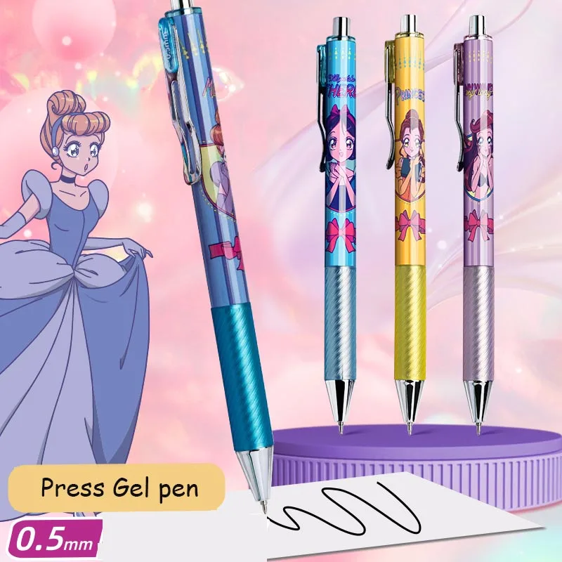 24pcs/lot Creative Disney Princess Press Gel Pen Cute 0.5mm Black Ink Signature Pens Promotional Gift Office School Supplies