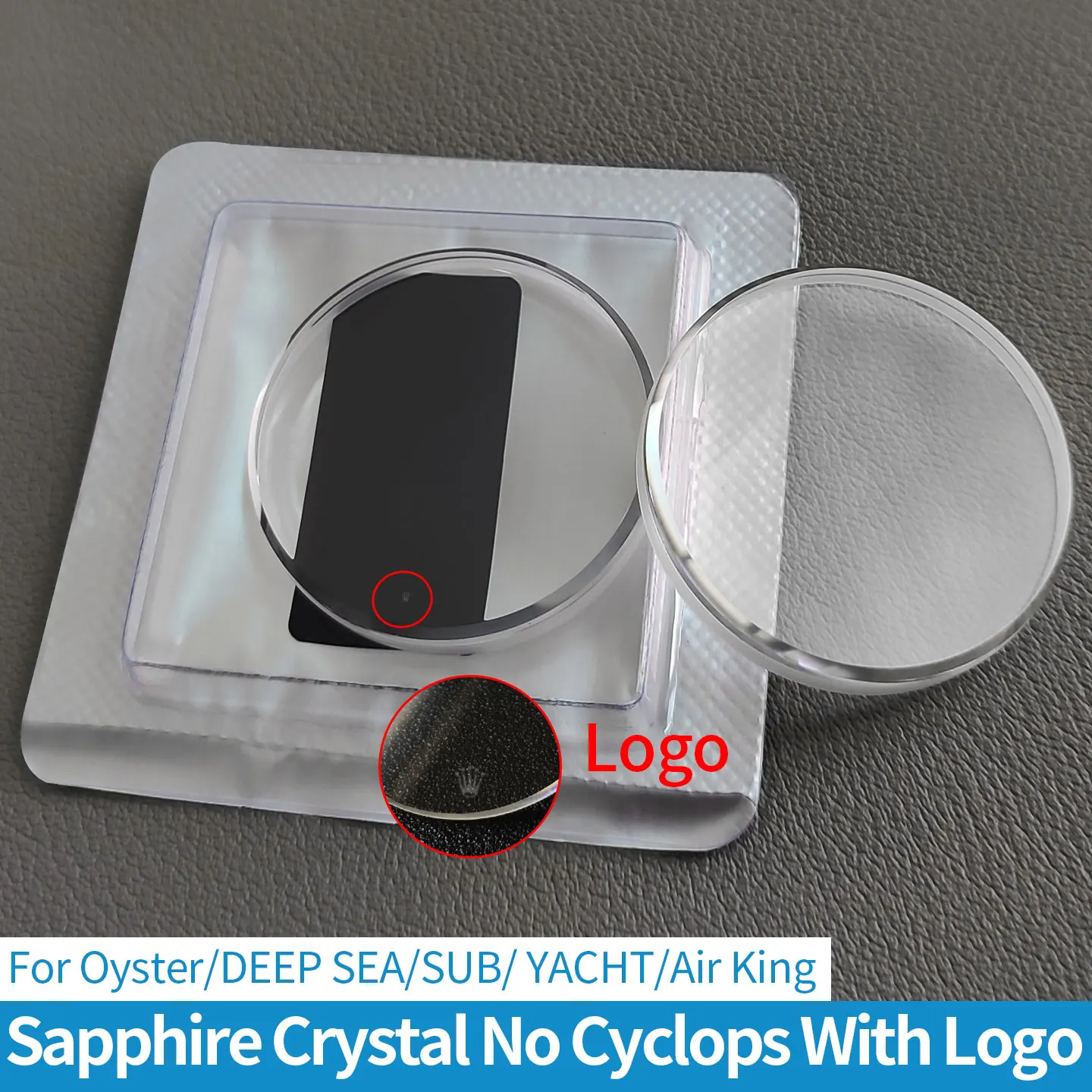 Logotipo de zafiro plano para Oyster SUB DAYTONA Yacht DEEP SEA 286 295 256 sin ciclope reloj cristal piezas alternativas