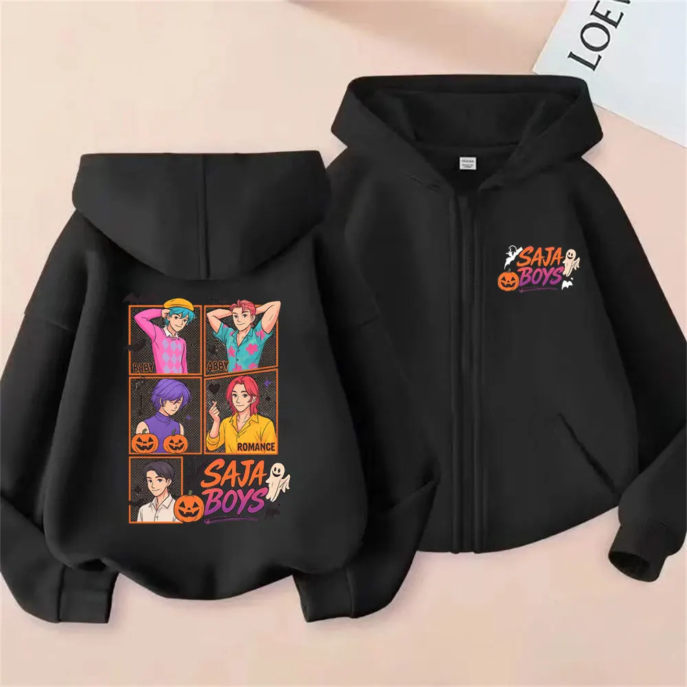 Movie Kpop Demon Hunters Saja Boys Zipper Hoodie Men Women Halloween Sytle Zip Up Jacket Male Fashion Casual Oversized Hoodies