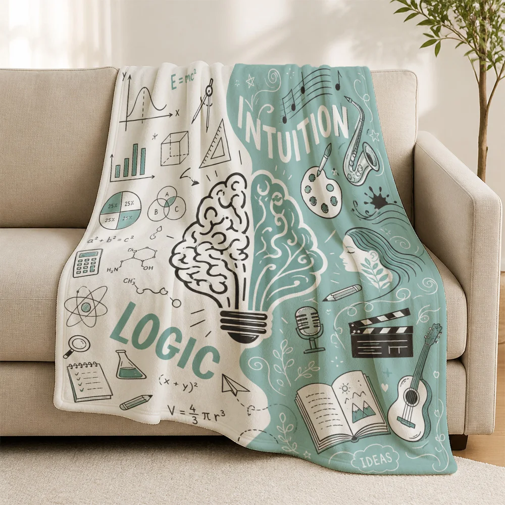Science Math Logic Intuition Idea STEM Conceptual Equation Formulas Throw Blanket Gift for Teachers Students University Classroo