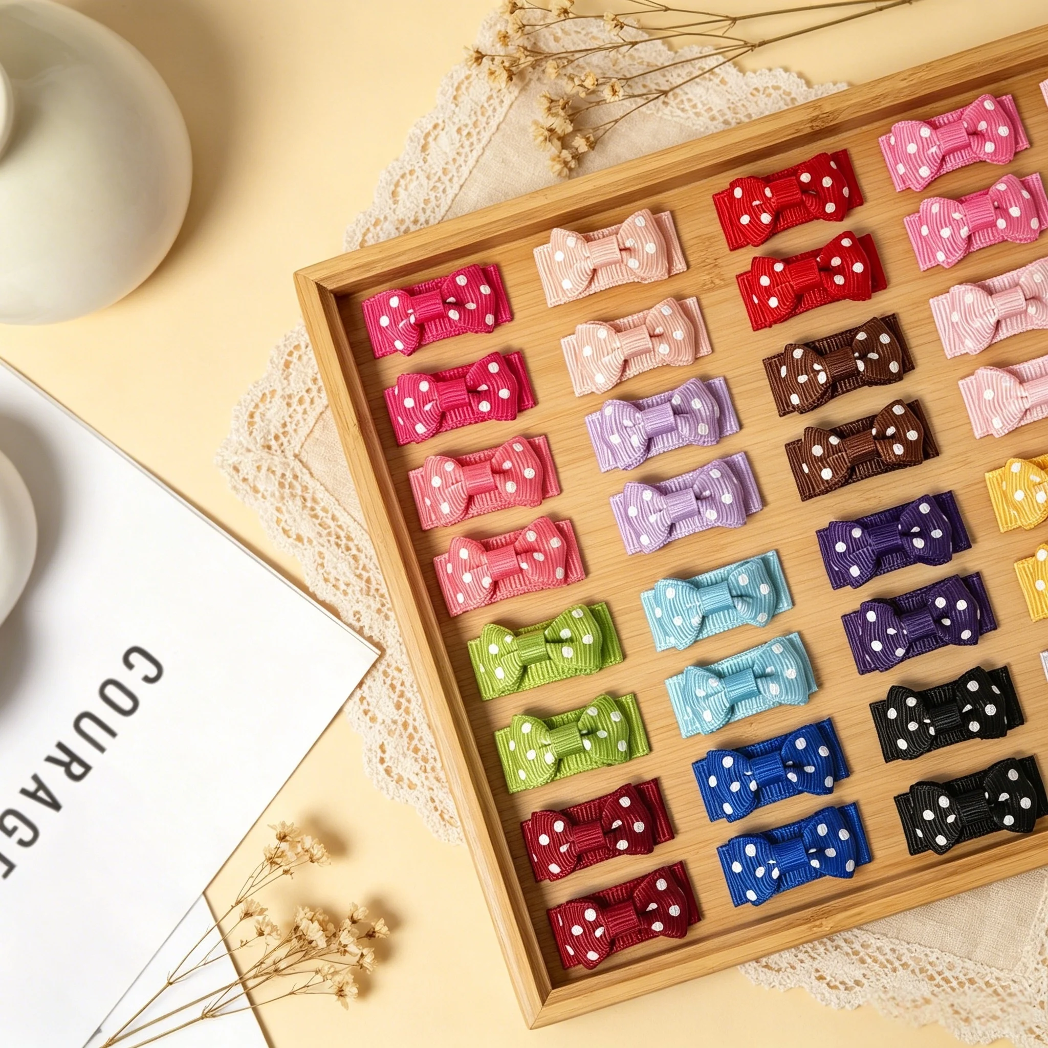 20 Pcs/40 Pcs Polka Dot Printed Snap Hair Clips Children Newborn Little Princess Hair Accessories view 4