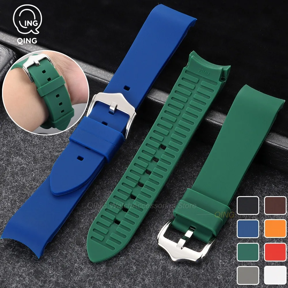 18/19/20/21/22/24mm Soft Silicone Watch Bands Curved End Strap Waterproof Sport Bracelet for Seiko Rolex Replacement Wrist Belts