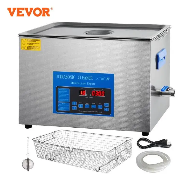 VEVOR 22L Ultrasonic Cleaner 28/40khz Dual Frequency Ultrasonic Cleaner 304 Stainless Steel with Heater Timer for Jewelry Watch