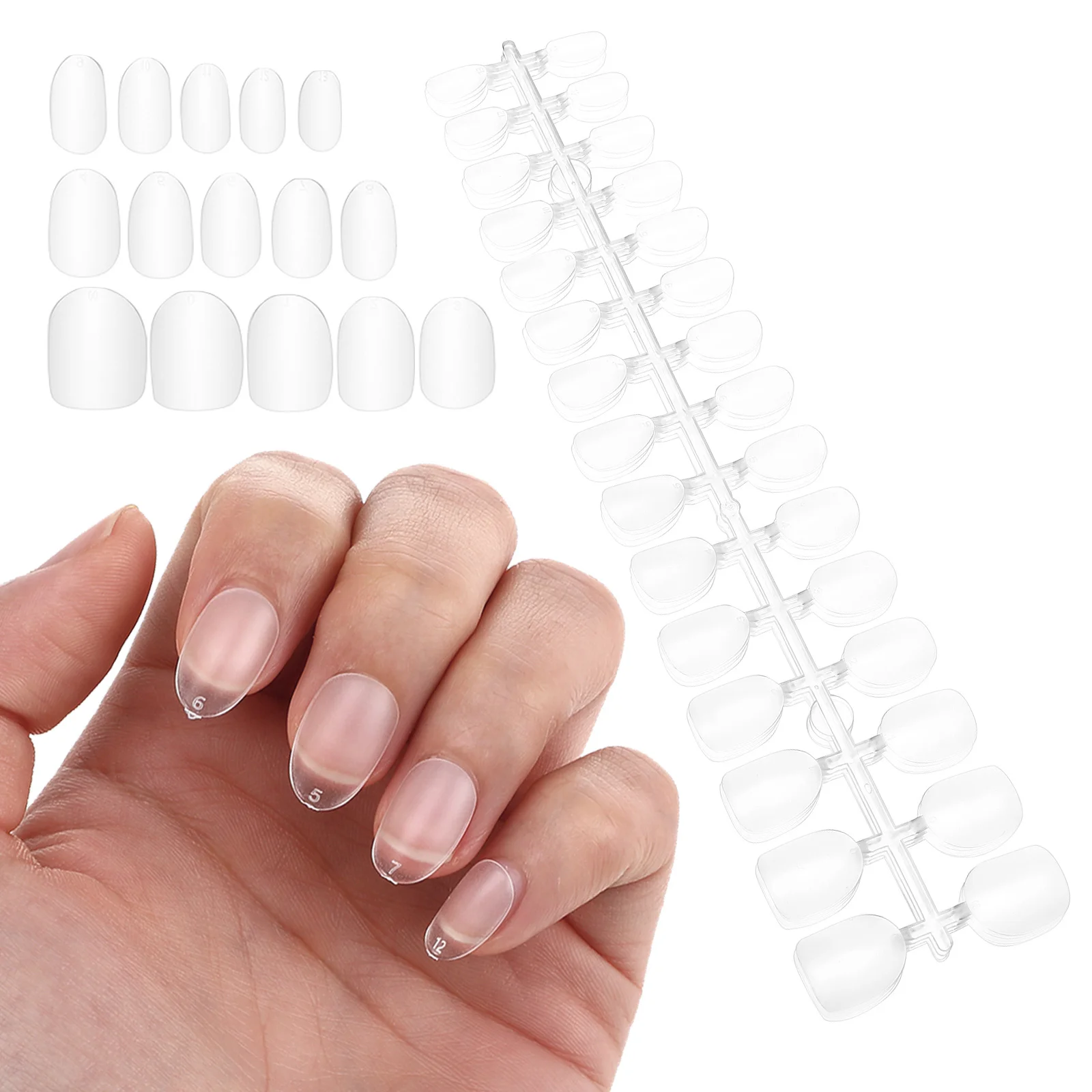 120Pcs Short Round Nail Tips Clear Full Cover False Nails Press on Nail Stickers for Easy DIY Press on Nails Kit