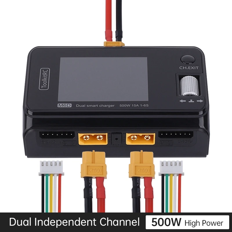 Toolkitrc M6D 500W 25A Dc Dual Channel Mini Smart Charger Dual Channel Balanced Charger Lithium Battery Charger Easy Install