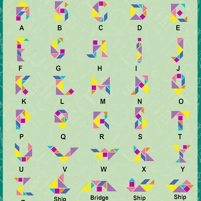 3D 탱그램 퍼즐 몬테소리 자석 컬러풀 어린이 논리적 사고 훈련 드로잉 보드 게임 교육용 장난감