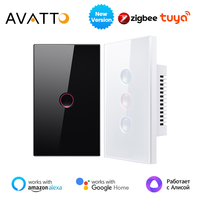 AVATTO Tuya Zigbee Touch Smart Switch 1/2/3/4 Gang Grooved Button Light Switch Wireless Remote Works With Alexa,Google Home