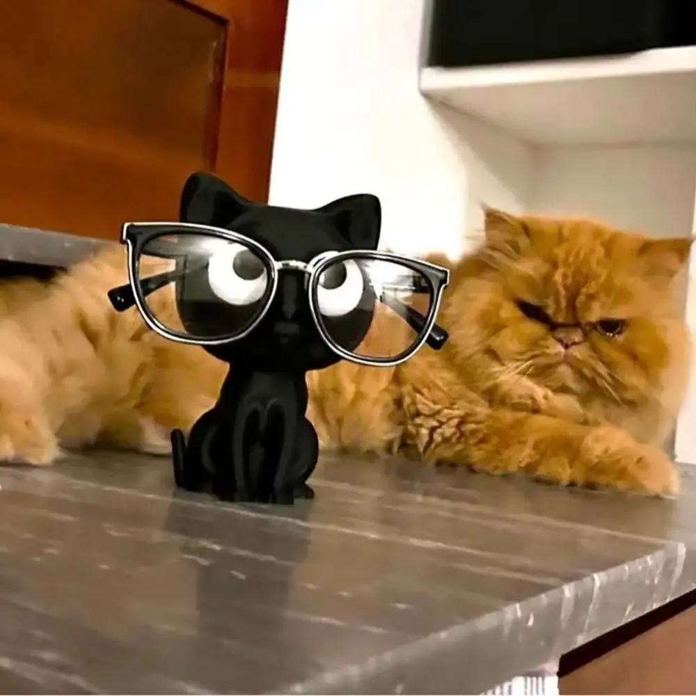 Black Cat Glasses Holder Stand Mini Desktop Storage Eyeglasses Support Holder Multifunctional Display Ornament Desk Holder