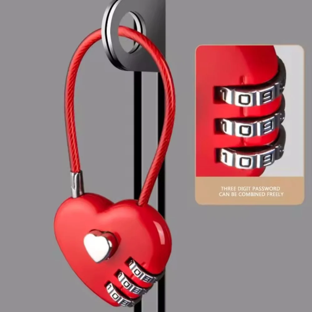 Love Lock Wedding Lock Heart Love Combination Lock School Bag Backpack Trolley Box Concentric Lock 6 Colors Zinc Alloy Padlock