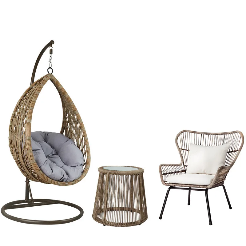 Rattan manufacturer swing hanging basket rattan chair, garden balcony indoor bird's nest rattan curved hanging basket