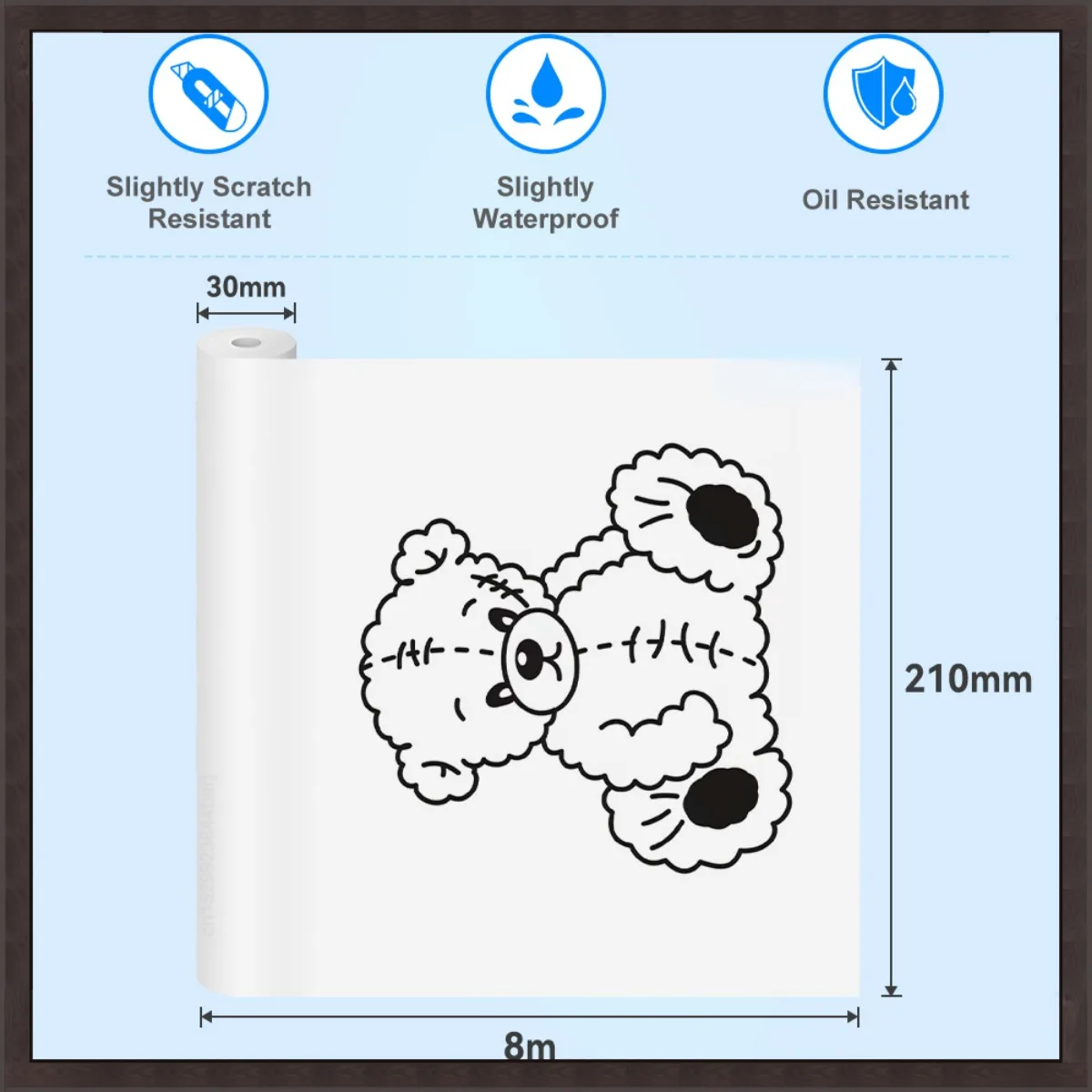 3Rolls Thermal Paper 210mm for A40 Printer A4 Thermal Printer Waterproof Oil proof Continuous Thermal Paper Roll Home Office Use