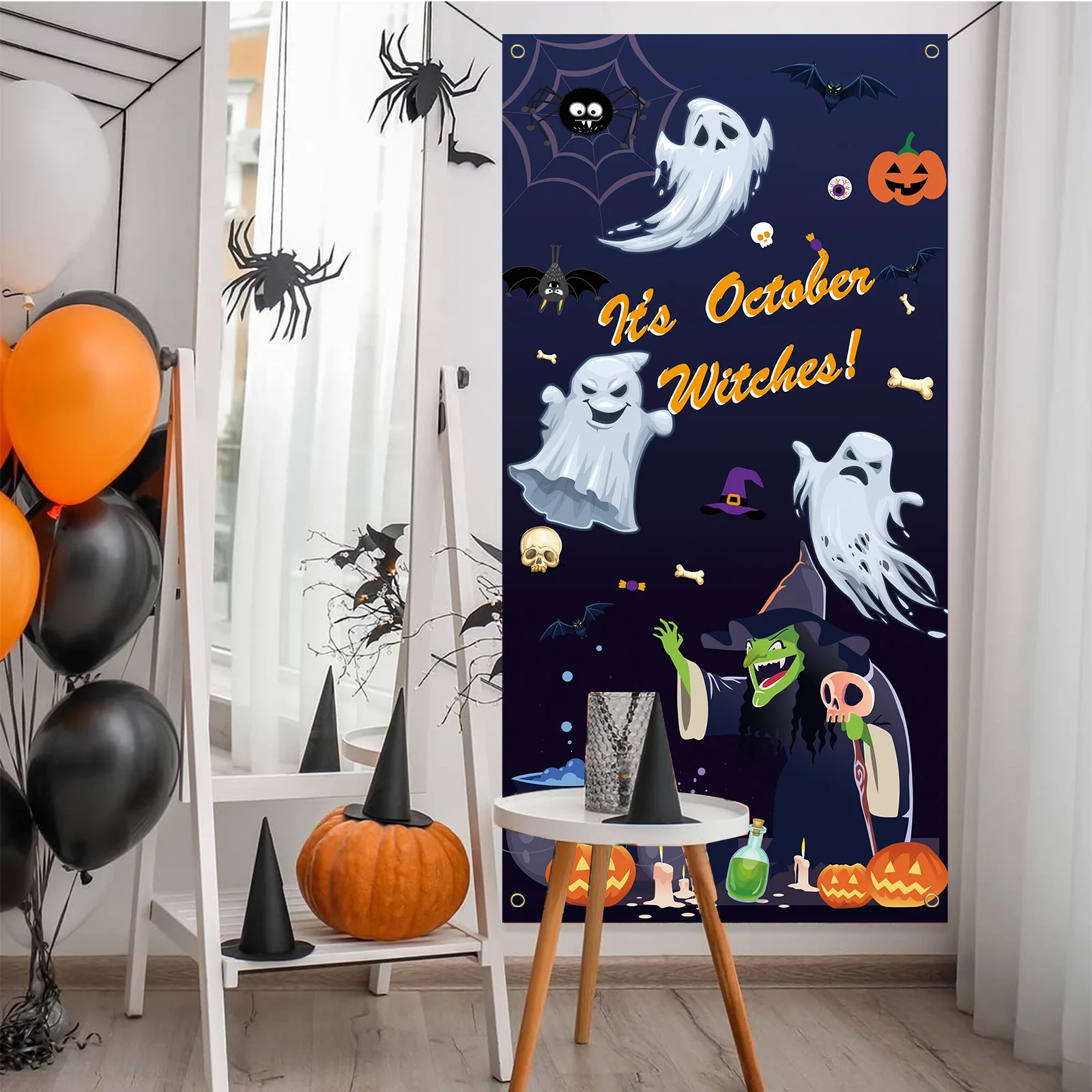 Copertura della porta di Halloween Horror Witch Ghost Pumpkin Decoration Ghost Festival Curtain Horror Night Party Atmosphere Decoration Flag