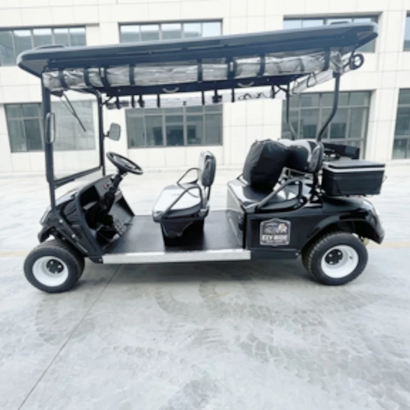 China Factory Off-Road Hunting Club Multi-Purpose Vehicle 4 Seats Electric Golf Cart Rain Cover Off-Road Tires Rear Cargo Box