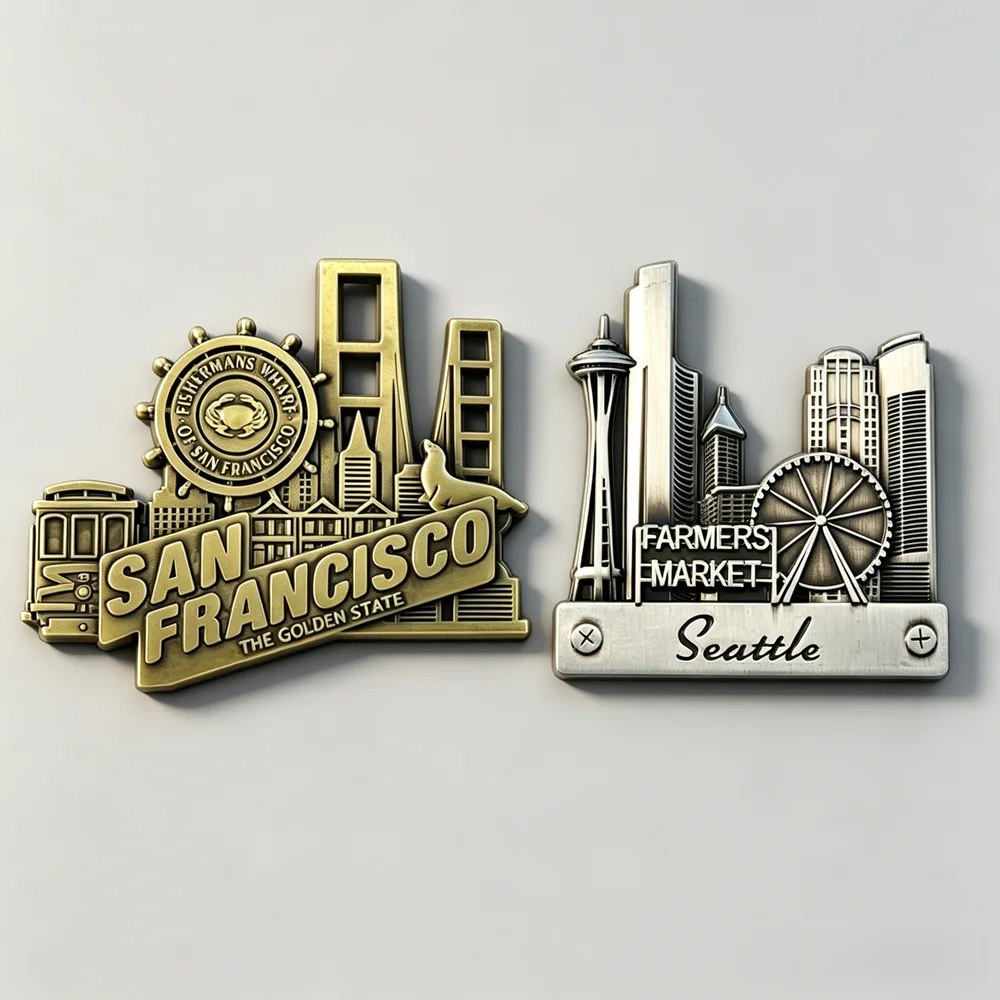 Seattle Los Angeles US 3D Fridge Magnet Tourism Souvenirs Metal Refrigerator Magnets Sticker Collection Gift Home Decoration