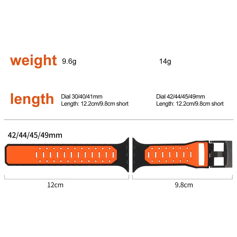 Correia de Silicone Dupla Cor para Relógio Apple, Banda 44mm, 40mm, 45mm, 49mm, 41mm, 38mm, 42mm, iWatch Series SE, 7, 3, 6, 8, ultra