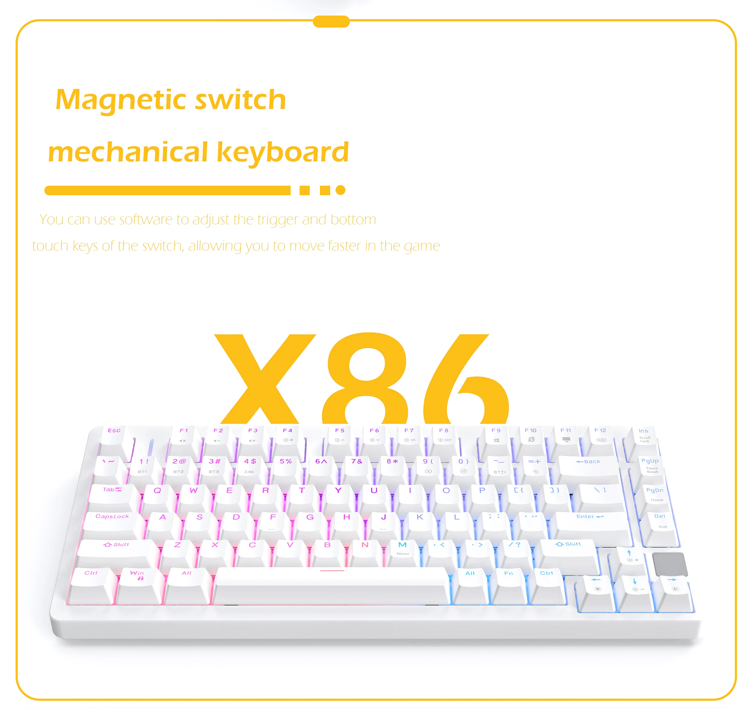 ZUOYA X86  81 keys Esports Magnetic Axis Keyboard Wired Single Mode Quick Trigger Hot Plug GATERON Magnetic Axis Switch ﻿
