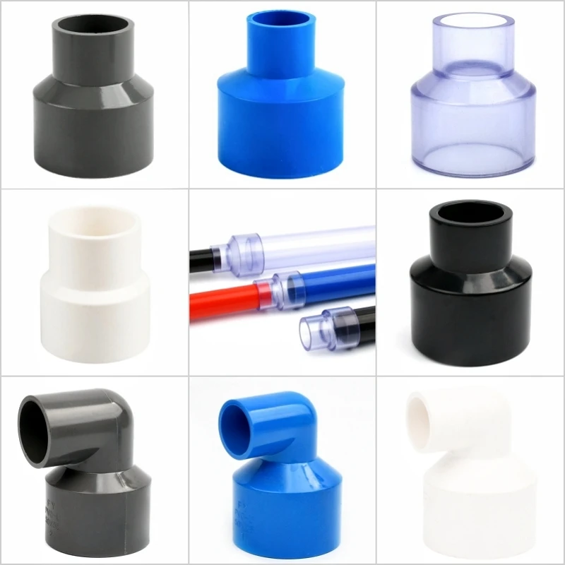 20/25/32/40/50mm PVC Reducing 90 Degree Elbow Connector Garden Irrigation Water Pipe Fitting Aquarium Fish Tank Straight Adapter