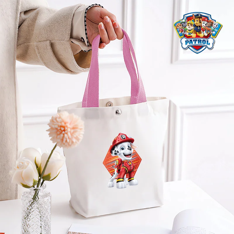 Paw Patrols Bolsa de lona para crianças, Chase Skye, desenhos animados de anime, bolsas fofas, acessórios casuais, sacolas impressas para meninos e meninas, sacola de compras