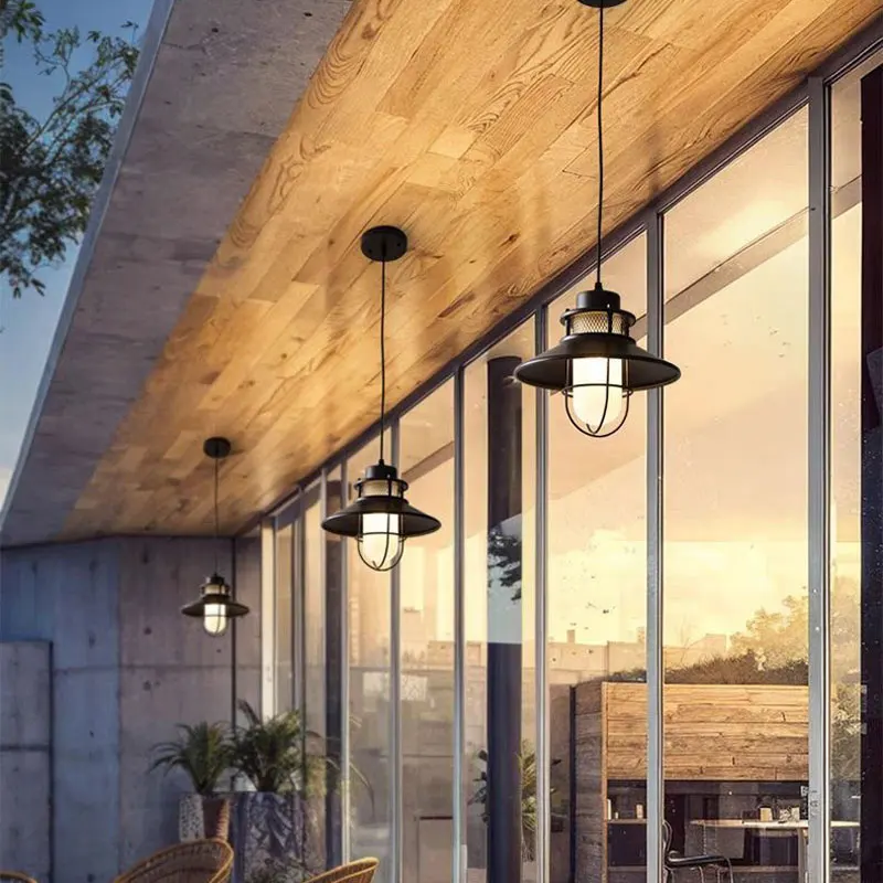 Lampu Gantung Luar Ruangan Tahan Air Minimalis Amerika untuk Taman, Koridor, Balkon, Halaman, Lampu Gantung Dalam Ruangan untuk Vila, Kamar Tidur
