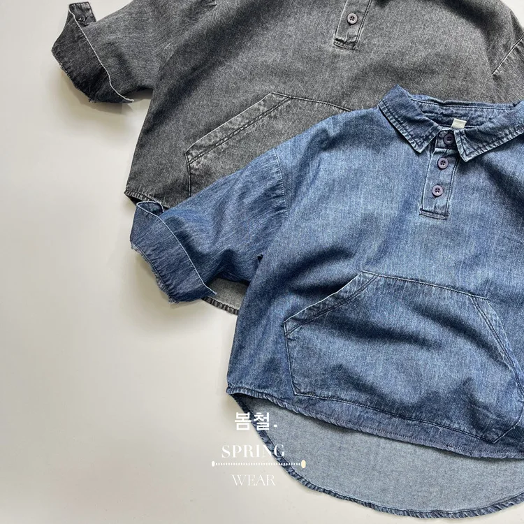 RAISE Frühling Herbst Koreanische Kinder Jungen Denim Hemd Pullover Solide Große Tasche Babys Jungen Hemd Westlichen stil Kleinkind Jungen tops – Detail 10