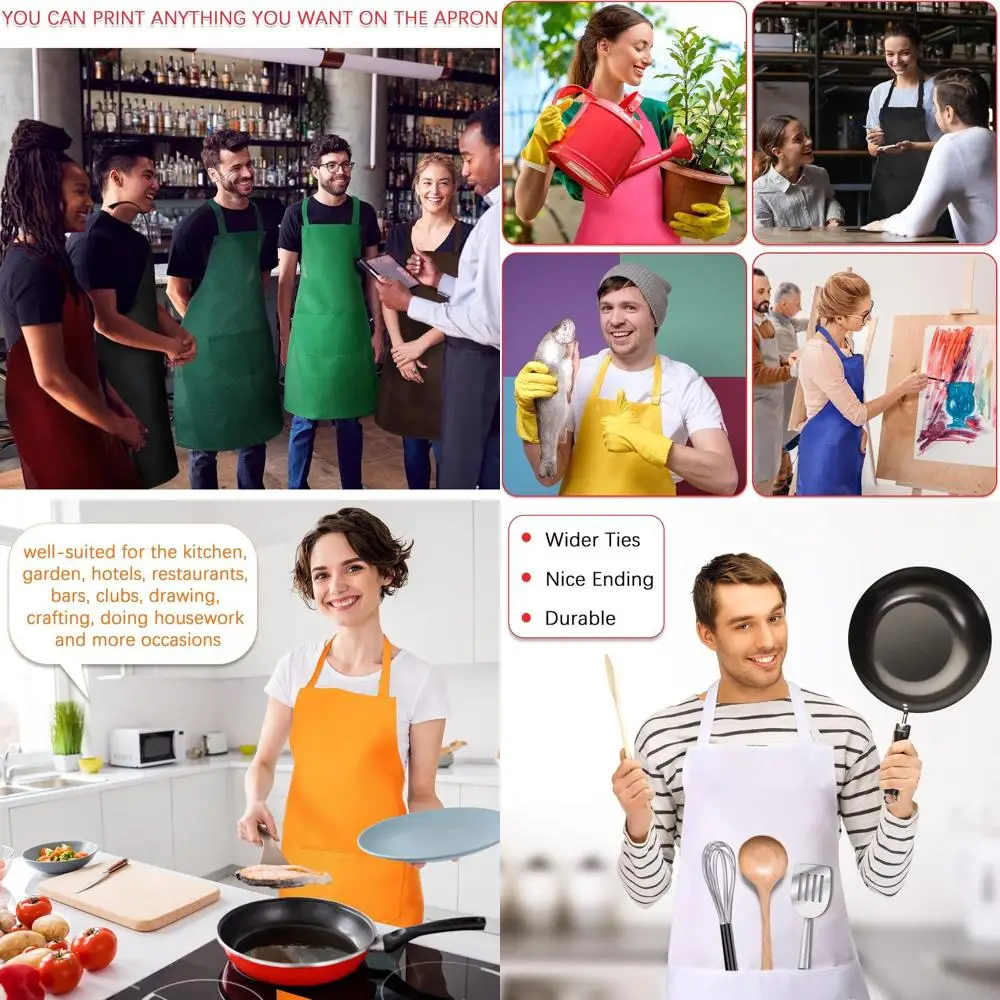 

14-Piece Assorted Color Adult Aprons with Pockets for Kitchen, Restaurant, and Crafting