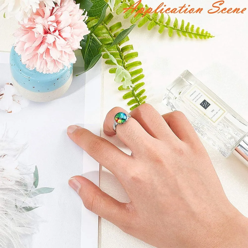 50pcs 16mm Stainless Steel Adjustable Finger Rings Components Ring Blank Flat Round Pad Ring Base Findings for Ring Making