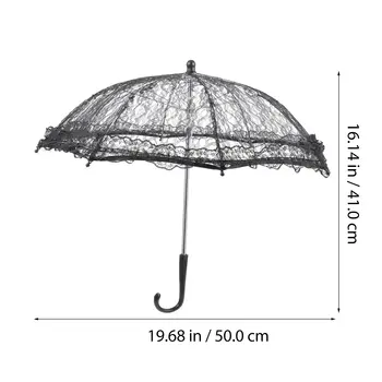 여성용 우산, 투명 웨딩 고딕 블랙 드레스, 신부 드레스, 빈티지 레이스 양산, 자수 웨딩 파티 사진 촬영 장식 8 best sales 스테인드글라스 우산 - №1