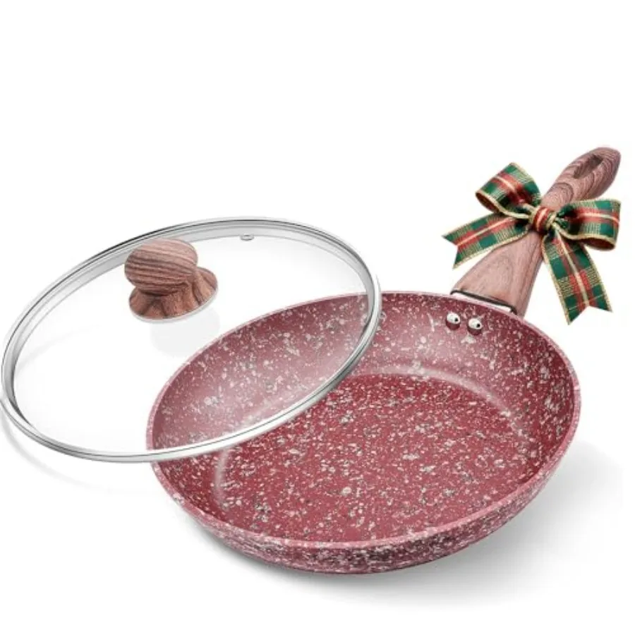 

Красная гранитная сковорода с антипригарным покрытием и крышкой, классическая, с нетоксичным антипригарным покрытием, алюминиевая, с жаропрочным бакелитовым покрытием