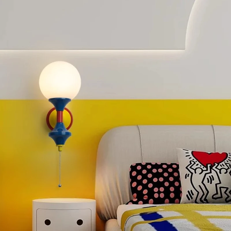 ممفيس مصابيح الحائط الملونة غرفة المعيشة حائط الخلفية الممر غرفة نوم الأطفال فندق الديكور الشمعدانات الداخلية الإنارة #3