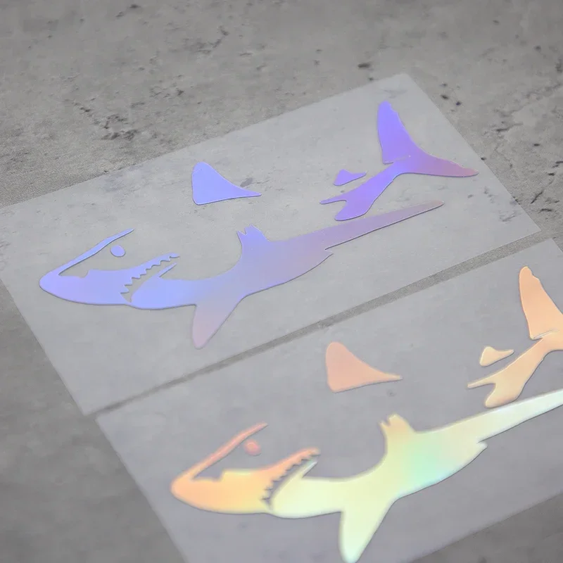 1PC Holographic Shark Auto Moto Sticker, Marine Themed Design Decal for Car Motorcycle, Exterior Customization Accessory