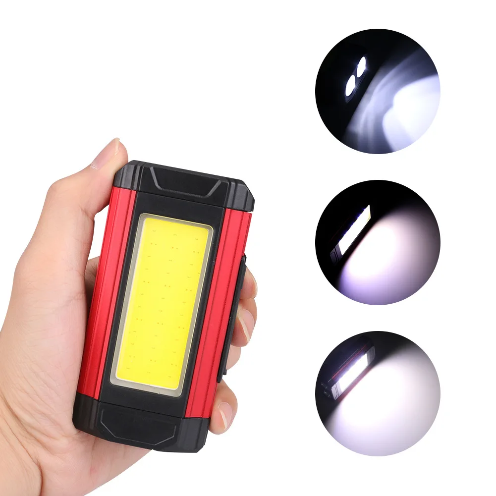 COB Work Light LED Flashlight with Magnetic USB Charging Input and Output Double Light Source Lamp Built In 18650 Battery