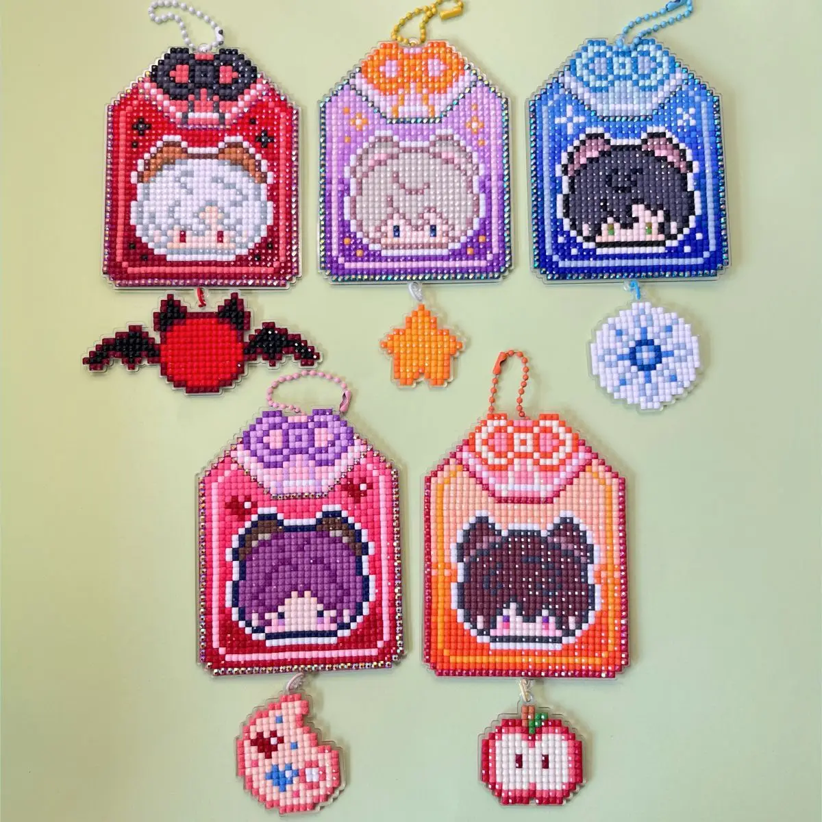 5pcs-set-love-and-deepspace-xavier-rafayel-zayne-sylus-caleb-diamond-painting-keychain-diy-handmade-acrylic-pendant