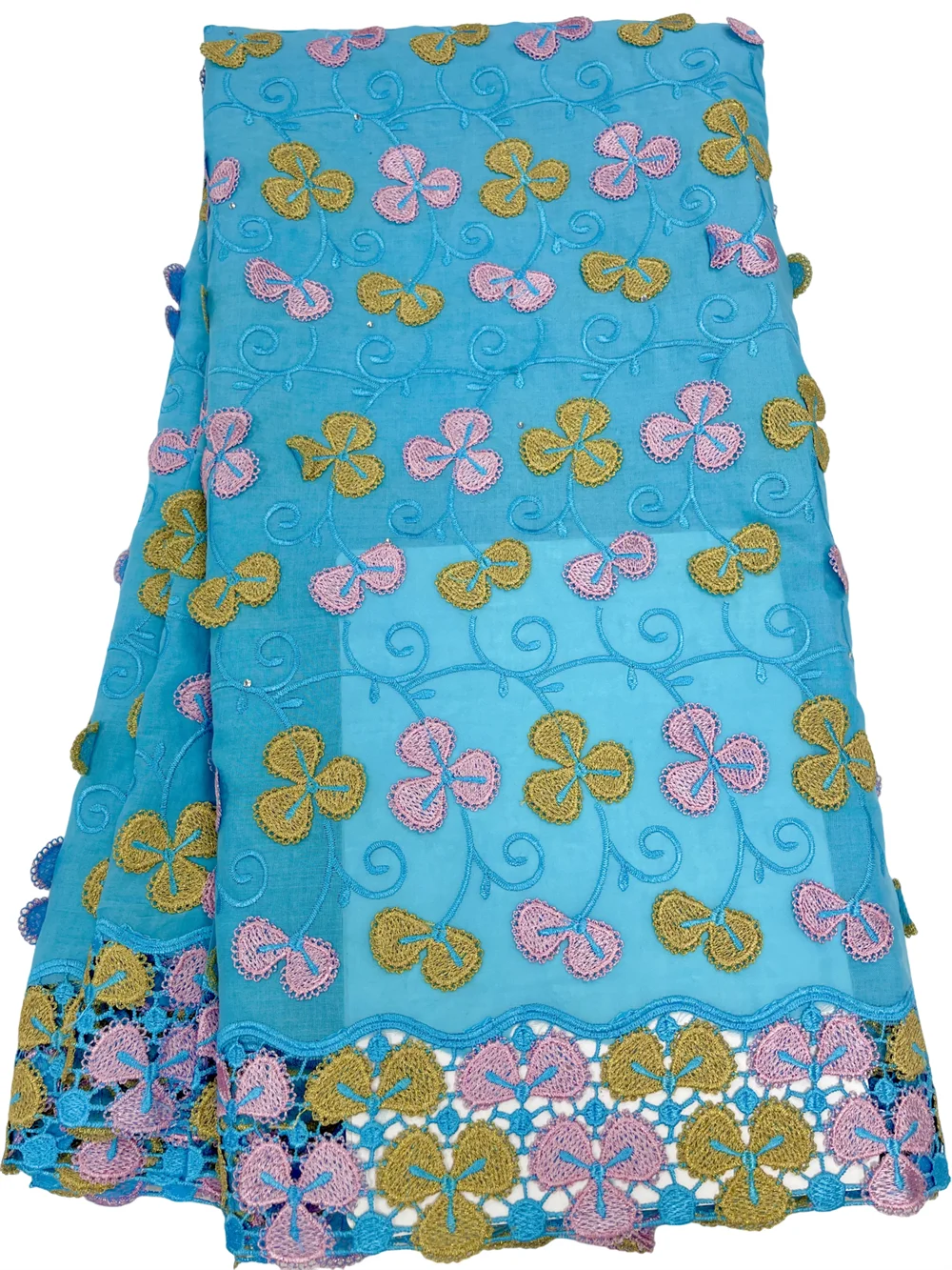 3D Bloemen Afrikaanse 100% Katoenen Zwitserse Voile Kantstoffen Hoge Kwaliteit Nigeriaanse 2026 Dames Feestmateriaal Voor Kleding En Naaien
