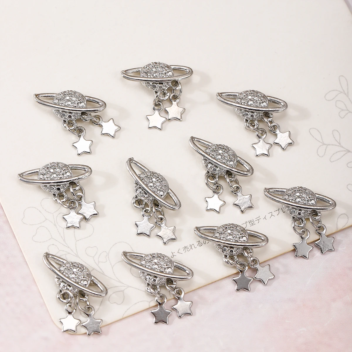 ネイルアート用アロイダイヤモンドペンダント,y2kメタル,ウィンド,日曜大工アクセサリー,10個