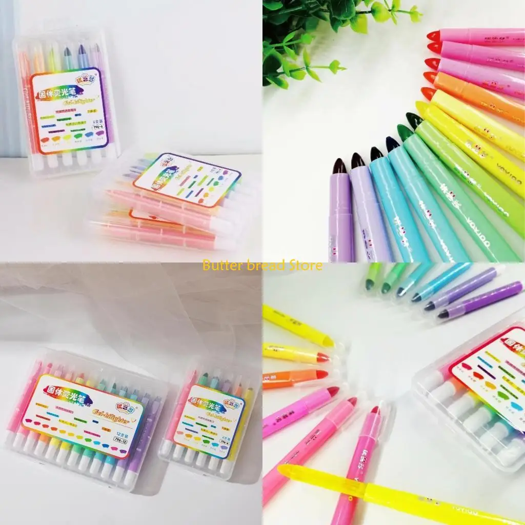 W89C Bible Highlighter Marker 6/12 Colors Set for Durable and Smudge-Proof Writing and Coloring Markers Bible Markers