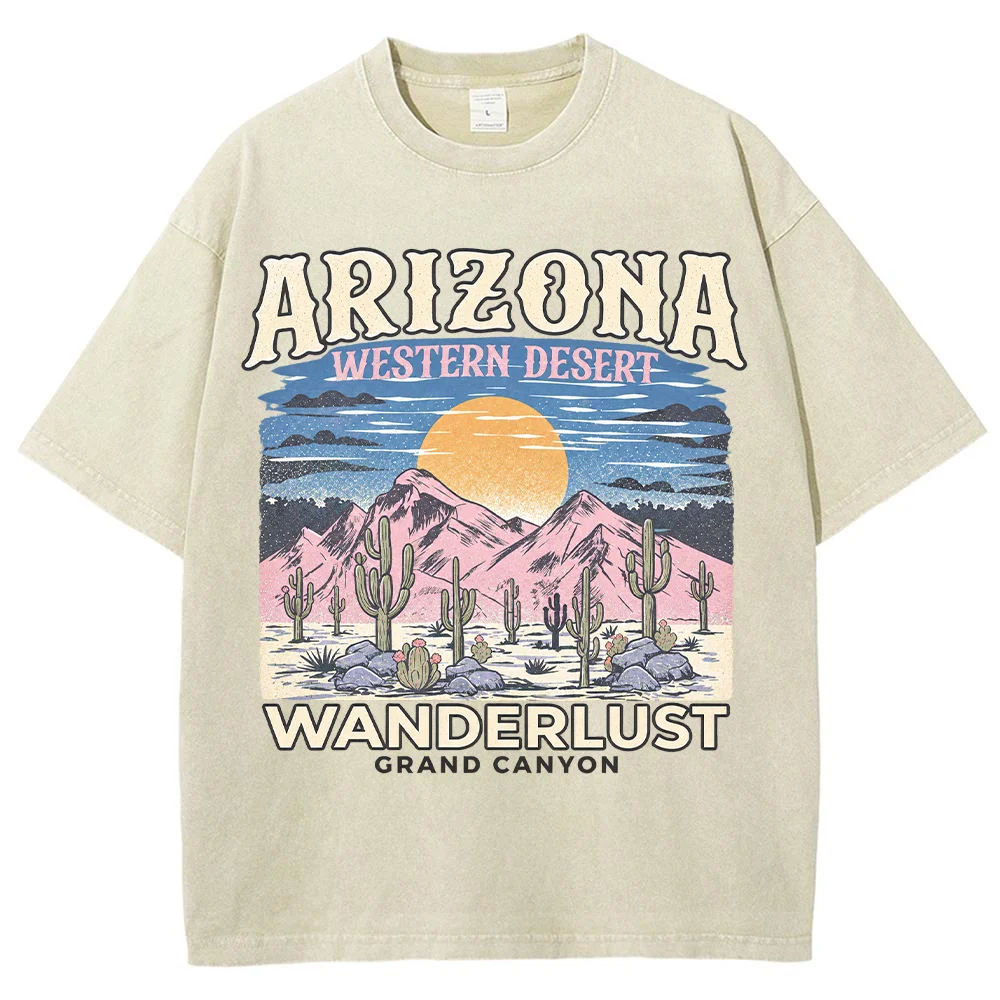 Women T Shirt Arizona Western Desert Cactus Graphic Vintage Short Sleeve Cotton Summer Casual Loose Tee Tops Female Apparel