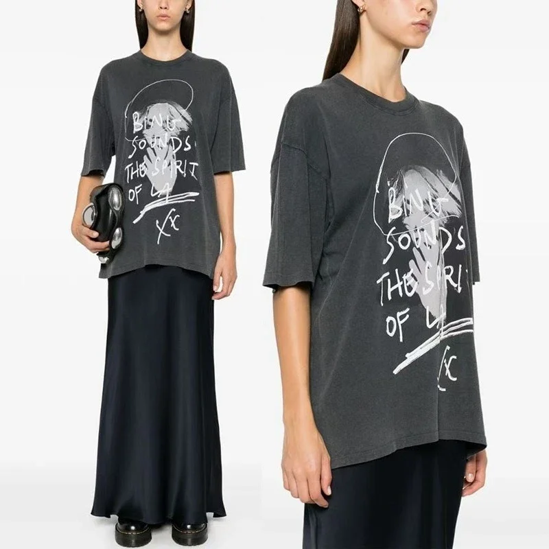 

Новинка 202, североамериканская ниша, белые чернила, Аватар, граффити, стирка, жареный цвет, старая женская футболка с короткими рукавами