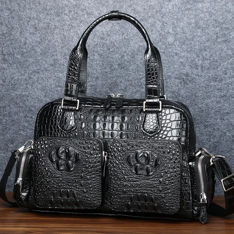 Quality Business men's bag Real Cowhide Leather Crocodile Pattern Tote bag Men shoulder bags Genuine Leather Bag