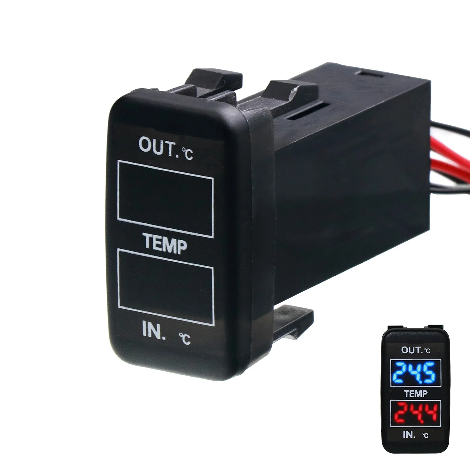 Imagem -02 - Dual Temperature Display para Toyota Corolla Reiz Prado Prius Dentro e Fora Carro Duplo Sensor de Temperatura