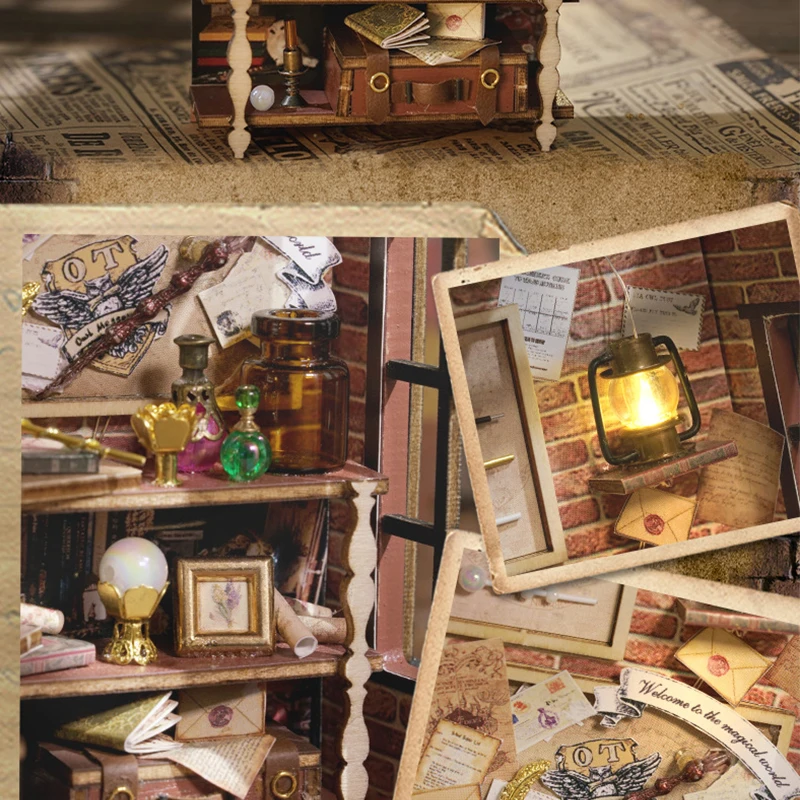 Zuuton DIY Holz Buchnische Set mit LED Licht, Bastelset zum Zusammenbauen, Schreibtisch Dekoration Geschenk – Detail 13