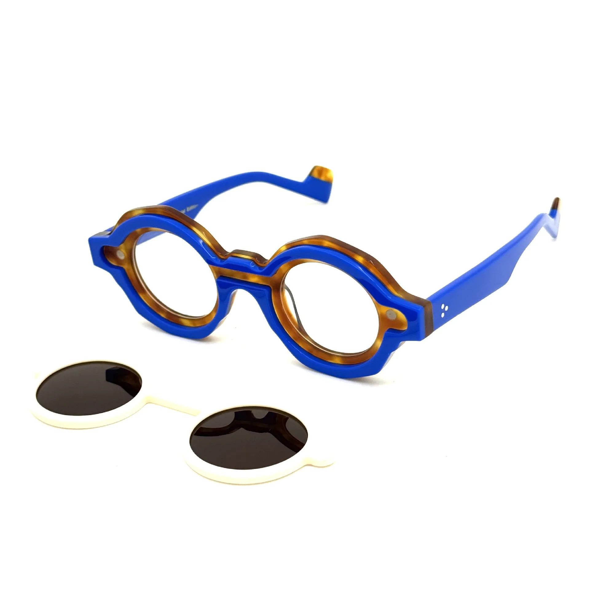 Belight Optical Clips On Sunglass With Case Round Vintage Retro Optical Fame Man Women Original Quality Acetate Eyeglass 254