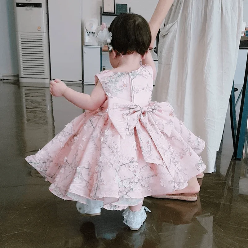 Baby Girl Princess Tutu Dress Infant Toddler Child Pink Tulle Floral Vestido Sleeveless Frocks Birthday PartyBaby Clothes 1-12Y