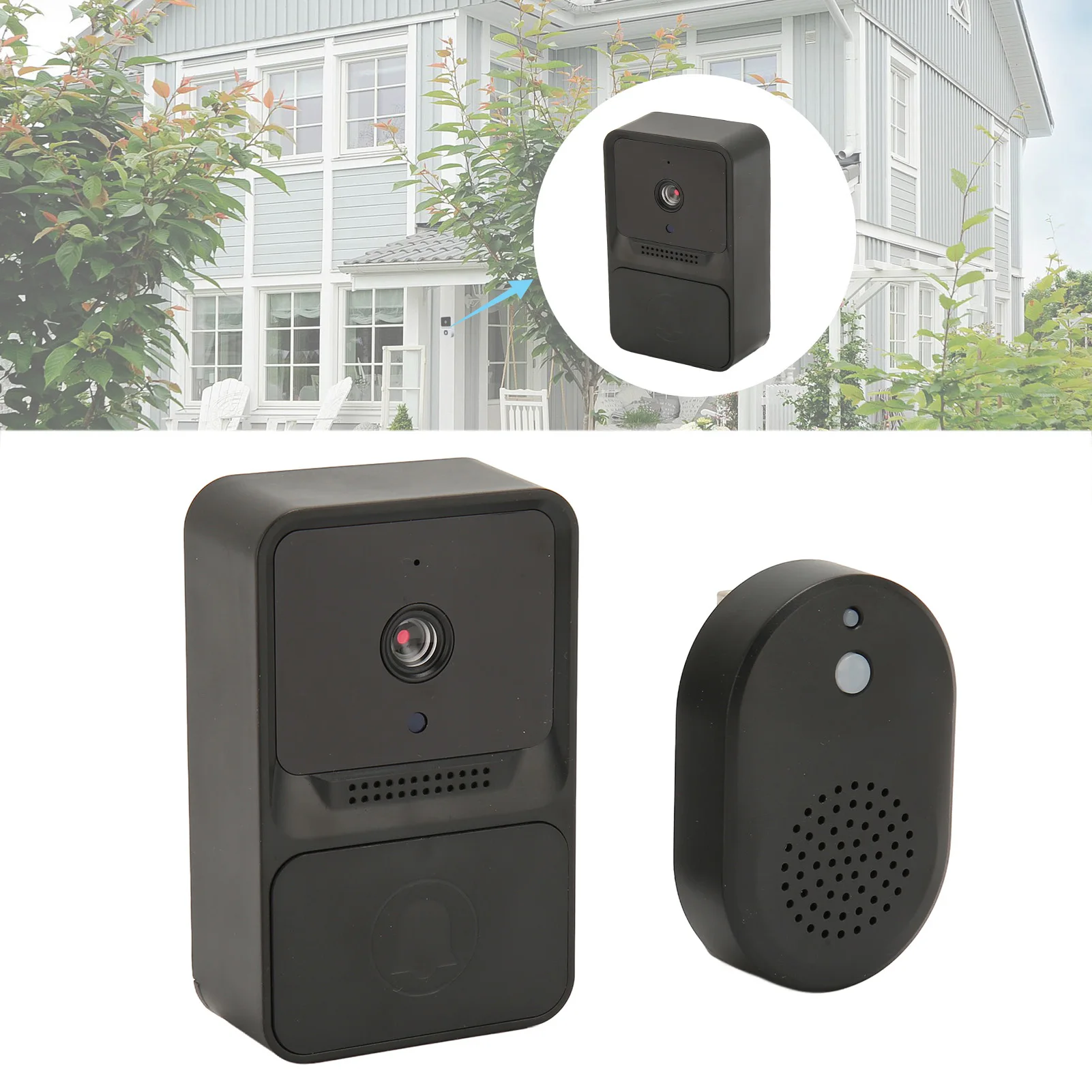Campainha de vídeo sem fio para casa, monitoramento remoto, câmera noturna, impermeável, Wi-Fi, interfone bidirecional, HD, IP65