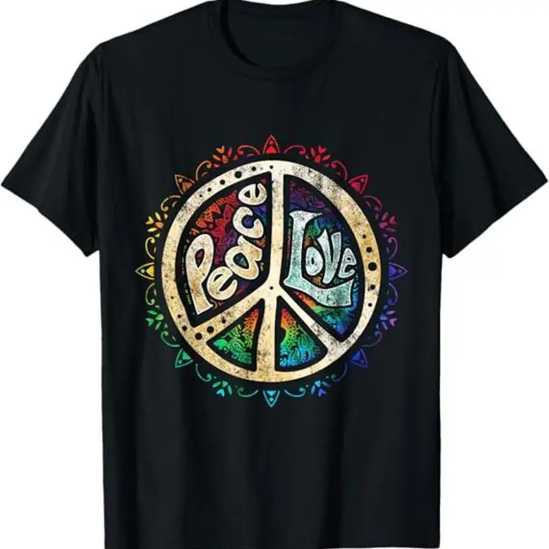 Retro Psychedelic Peace Sign Hip Funky Radical T Shirt